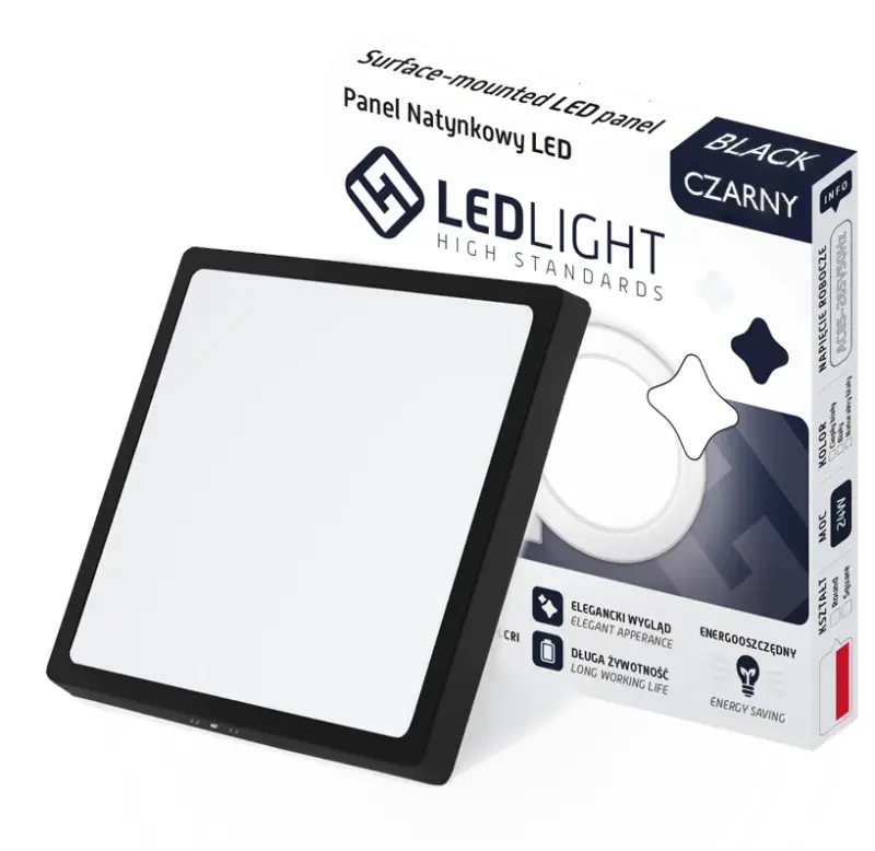 PLAFON LED PANEL NATYNKOWY NIEMRUGAJĄCY CZARNY CCD BIAŁY CIEPŁY 24W