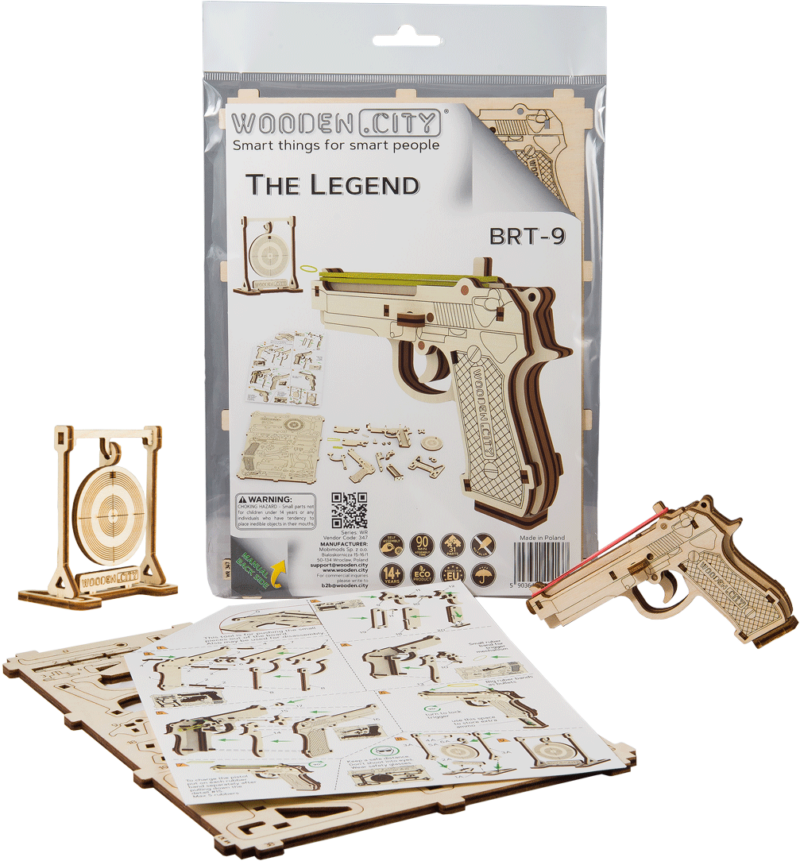 Drewniane Puzzle 3D – Pistolet The Legend BRT-9