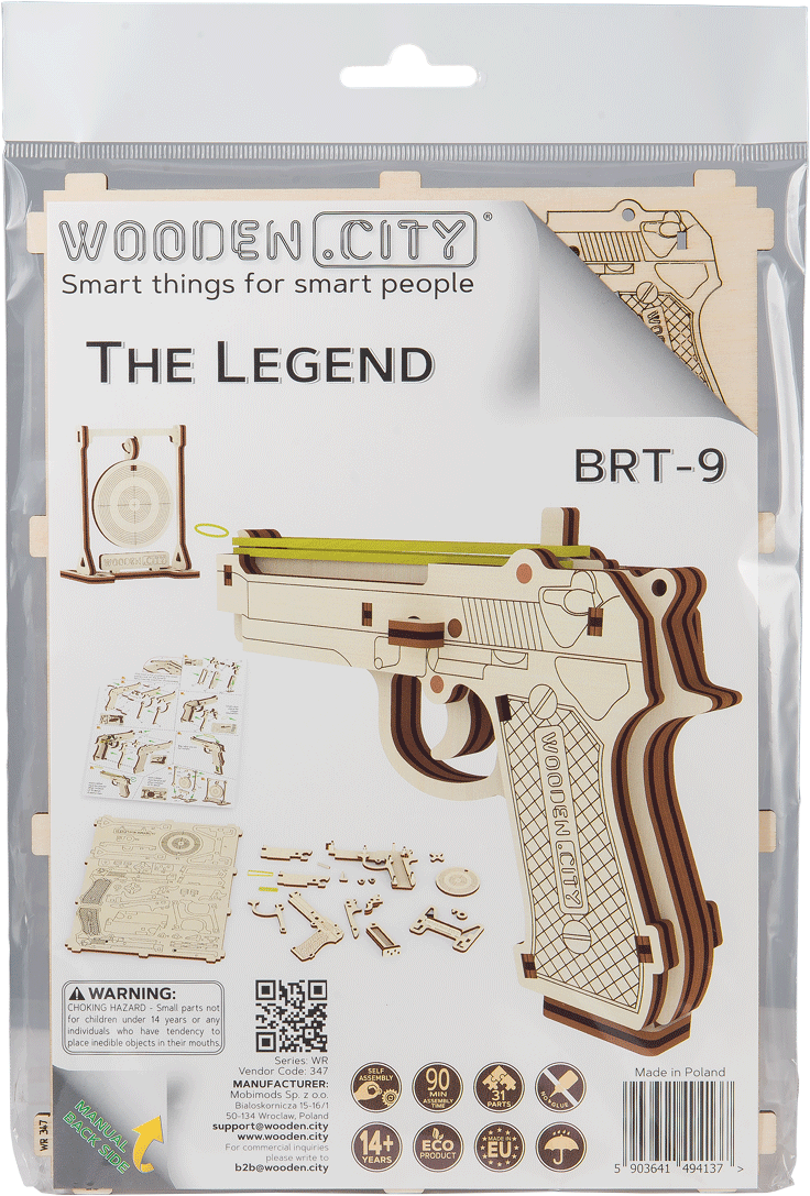 Drewniane Puzzle 3D – Pistolet The Legend BRT-9