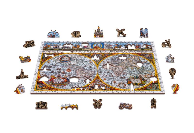 Drewniane Puzzle z figurkami - Mapa Nova Terrarum Antyczna, 505 elementów