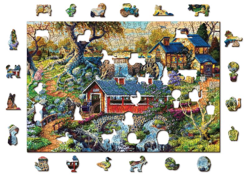 Drewniane Puzzle z figurkami - Mosty wiejskie, 505 elementów