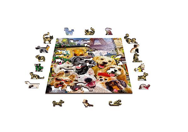 Drewniane Puzzle z figurkami – Psiaki w Paryżu rozm. M, 200 elementów