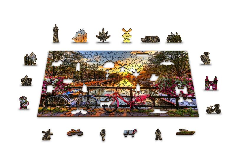 Drewniane Puzzle z figurkami – Rowery w Amsterdamie rozm. XL, 600 elementów