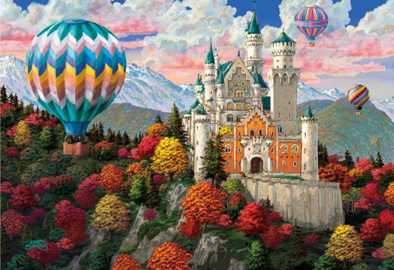 Drewniane Puzzle z figurkami - Zamek Neuschwanstein, 750 elementów