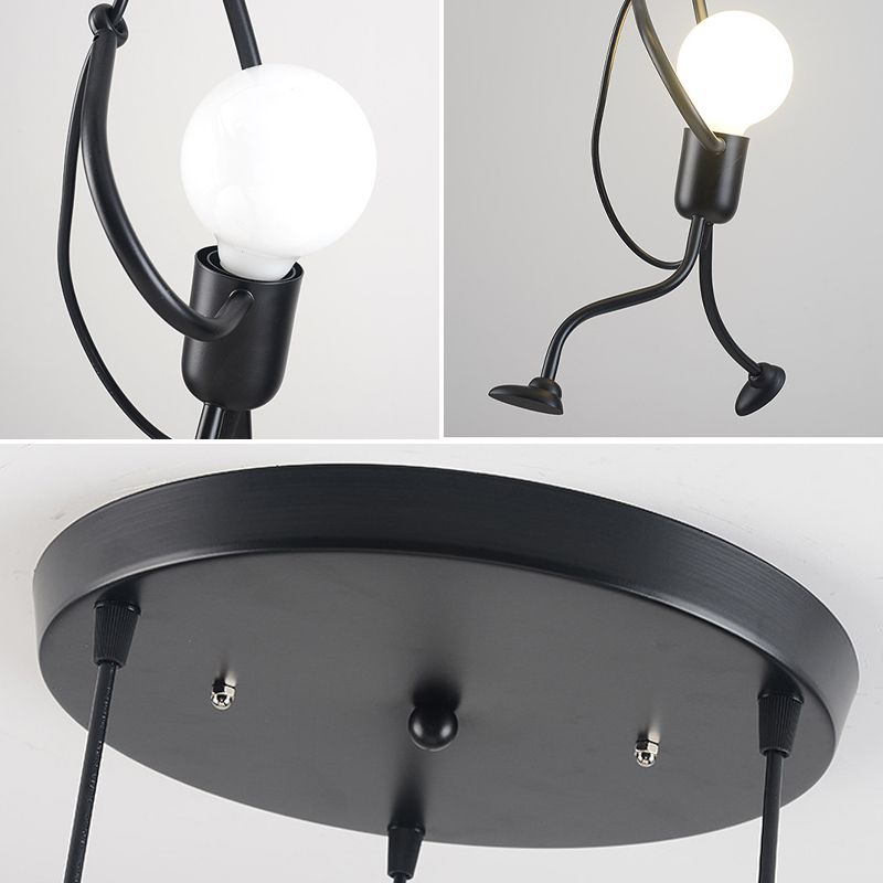 Lampa sufitowa Loft - czarna, ludziki Humanoid LED typ.III