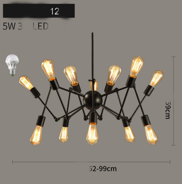 Nowoczesna lampa sufitowa/ Żyrandol Reto pająk - czarny, 12-ramienny