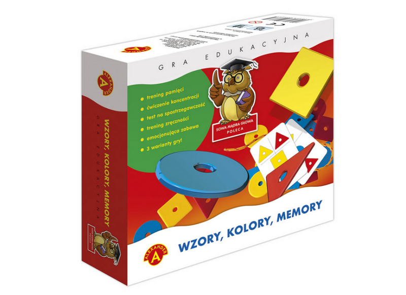 Gra edukacyjna Alexander - Sowa Mądra Głowa - Wzory, Kolory, Memory