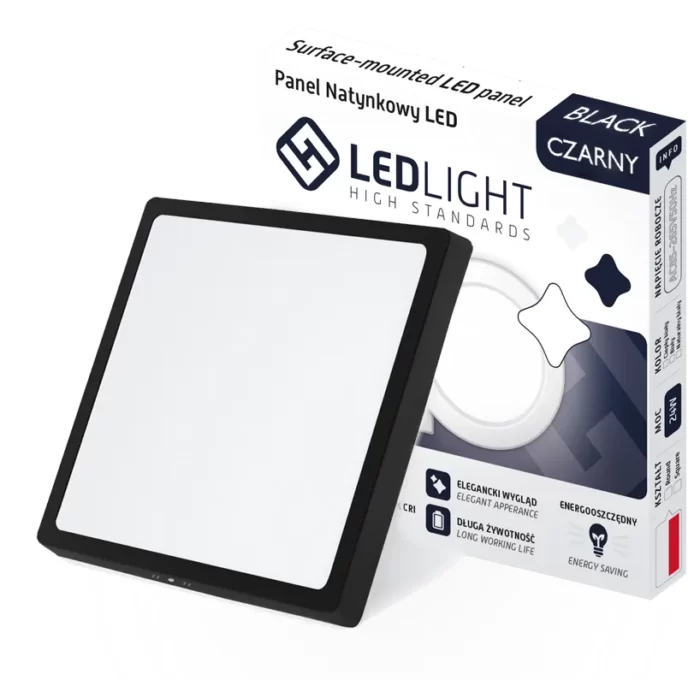 PLAFON LED PANEL NATYNKOWY NIEMRUGAJĄCY CCD CZARNY NEUTRALNY 24W